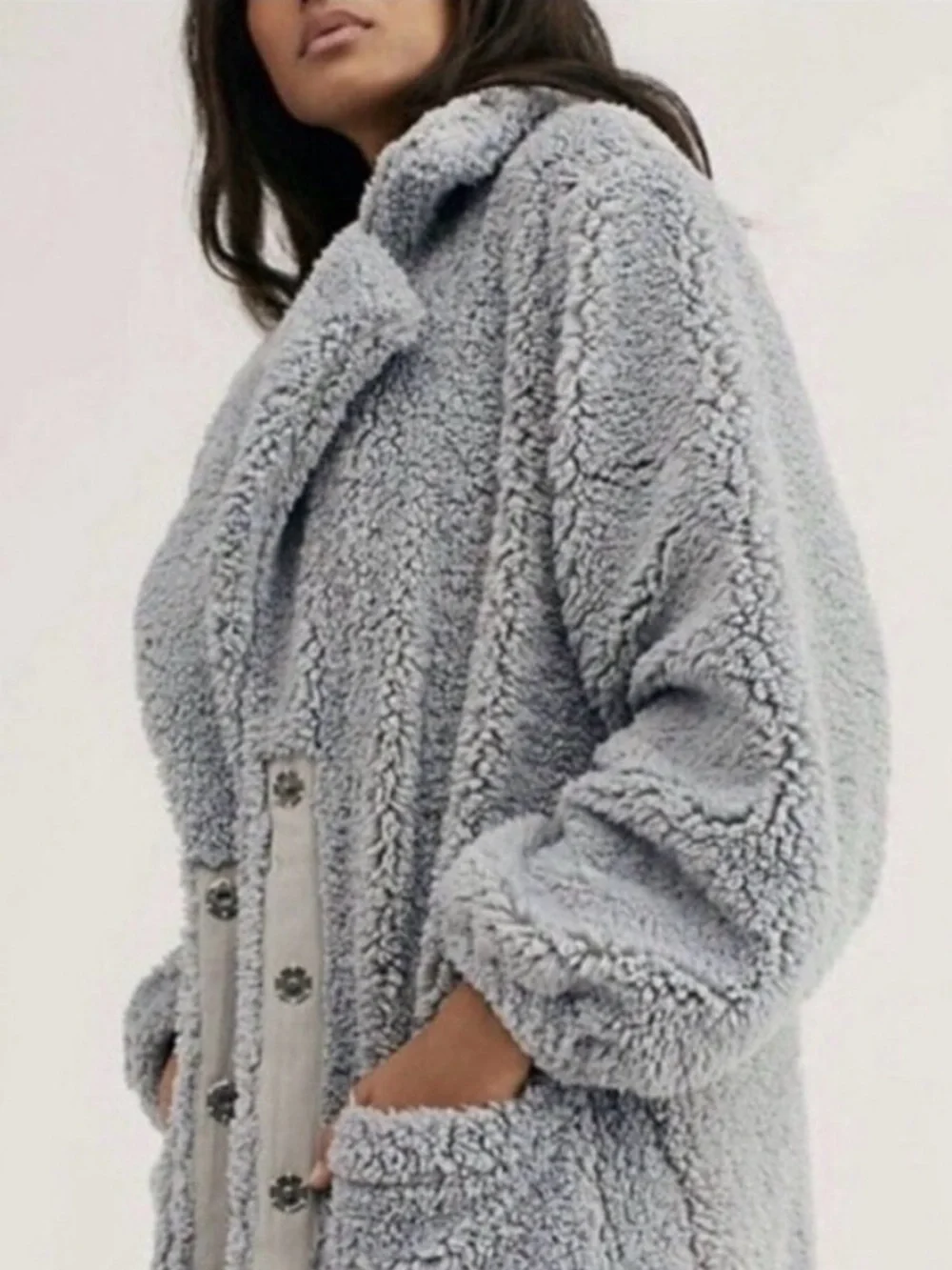 Free People Tessa Teddy Coat – Gray – Size Small – Like New